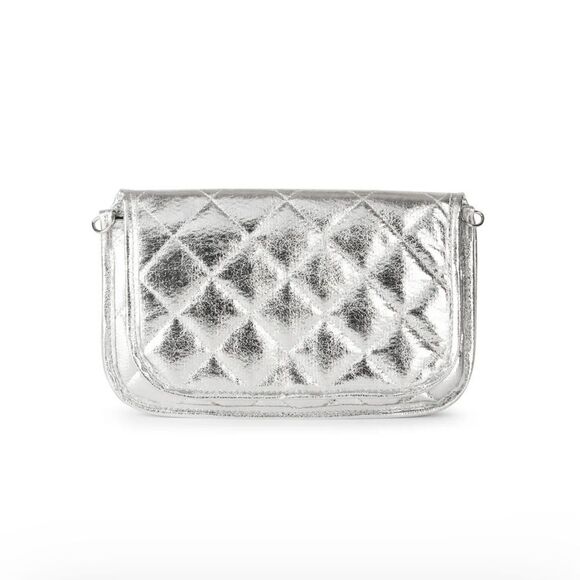Silver Quilted Crossbody Bag Small Wallet on Chain Card Slots - NWT - Picture 6 of 7
